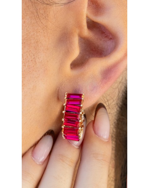 Σκουλαρίκια κρίκοι με χρωματιστά ζιργκόν 