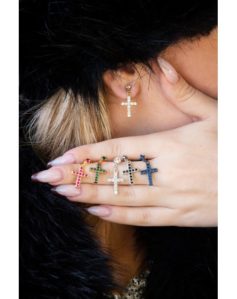 Σκουλαρίκια κρεμαστός σταυρός