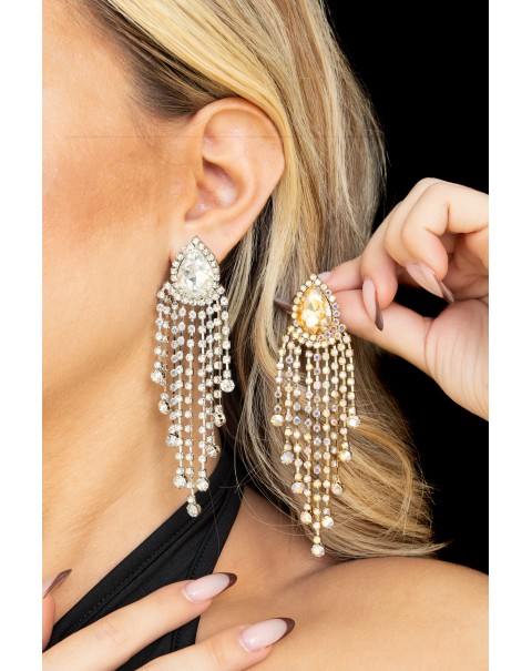 Σκουλαρίκια δάκρυ με κρεμαστές ριβιέρες