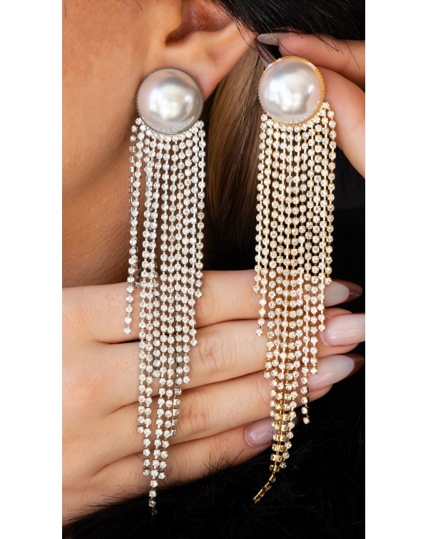 Σκουλαρίκια με πέρλα και κρ...