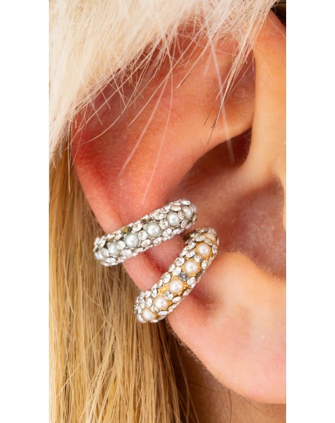 Σκουλαρίκι ear cuff με πέρλες και ζιργκόν 