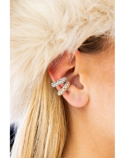 Σκουλαρίκι ear cuff με πέρλες και ζιργκόν 
