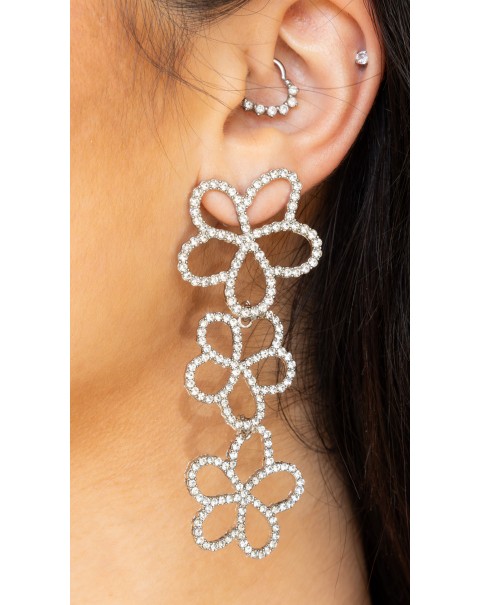 Σκουλαρίκια με διαδοχικά λουλούδια με ζιργκόν