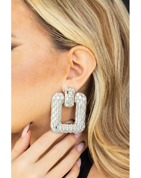 Σκουλαρίκια ορθογώνια με στρας