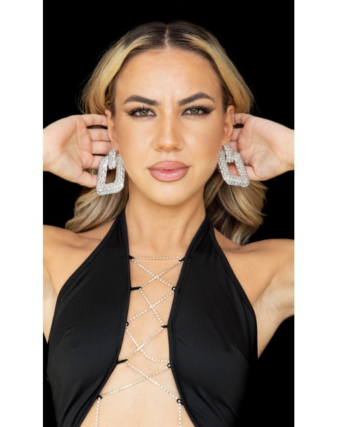 Σκουλαρίκια ορθογώνια με στρας