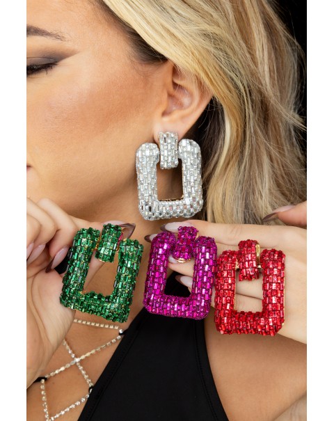 Σκουλαρίκια ορθογώνια με στρας