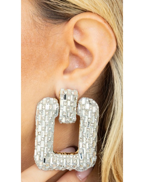 Σκουλαρίκια ορθογώνια με στρας