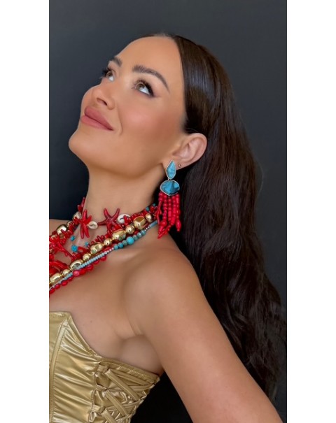 Σκουλαρίκια με κρεμαστά καλοκαιρινά στοιχεία 