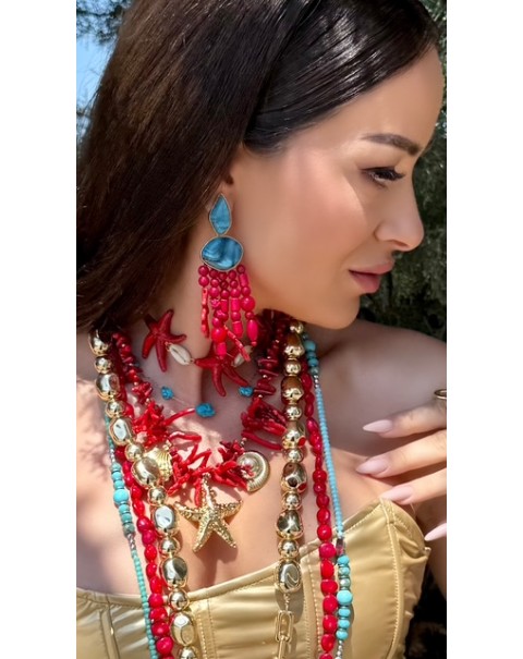 Σκουλαρίκια με κρεμαστά καλοκαιρινά στοιχεία 