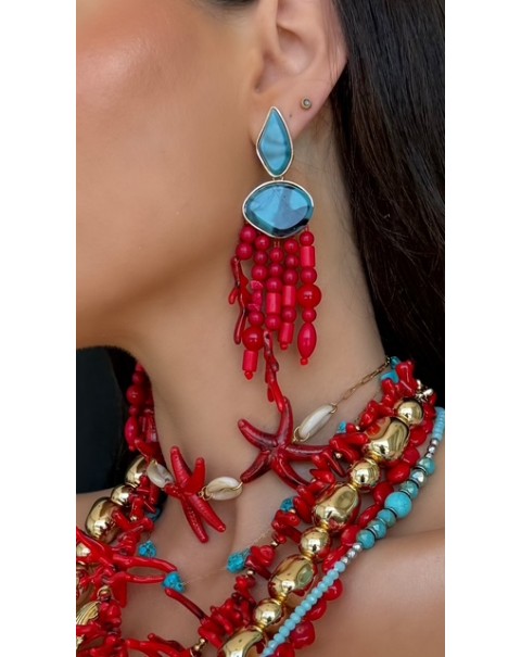 Σκουλαρίκια με κρεμαστά καλοκαιρινά στοιχεία 