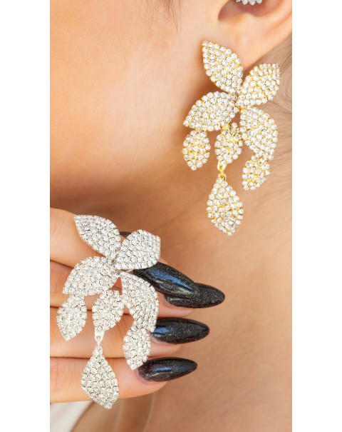 Σκουλαρίκια λουλούδι με κρεμαστά φύλλα 