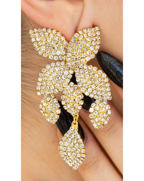 Σκουλαρίκια λουλούδι με κρεμαστά φύλλα 