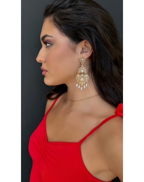 Boho κρεμαστά σκουλαρίκια καρδιές