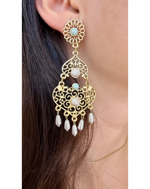 Boho κρεμαστά σκουλαρίκια καρδιές