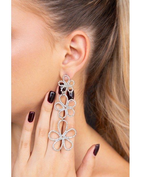 Σκουλαρίκια με διαδοχικά λουλούδια με ζιργκόν