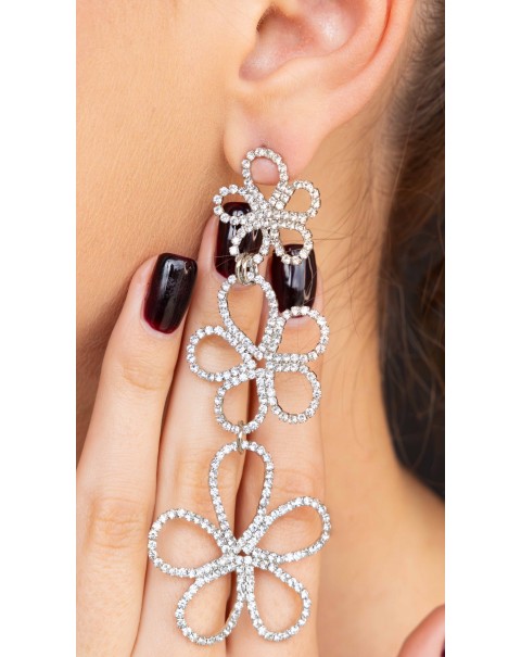 Σκουλαρίκια με διαδοχικά λουλούδια με ζιργκόν