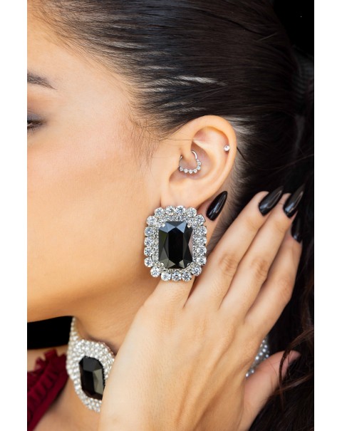 Σκουλαρίκια καρφωτά με κρύσταλλο και ζιργκόν 