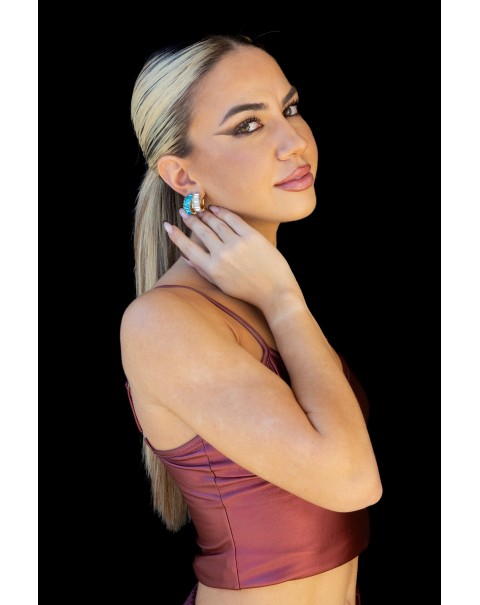 Σκουλαρίκια κρίκοι με χρωματιστά ζιργκόν 