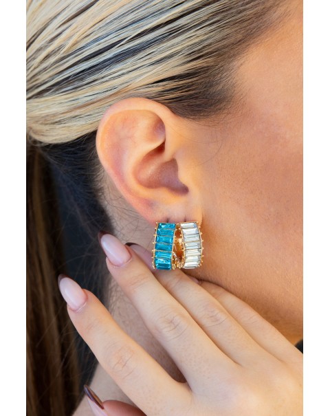 Σκουλαρίκια κρίκοι με χρωματιστά ζιργκόν 