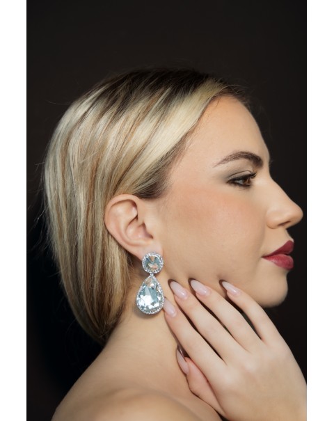 Σκουλαρίκια με κρυστάλλινο δάκρυ