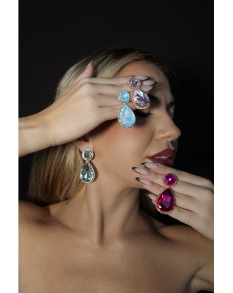 Σκουλαρίκια με κρυστάλλινο δάκρυ