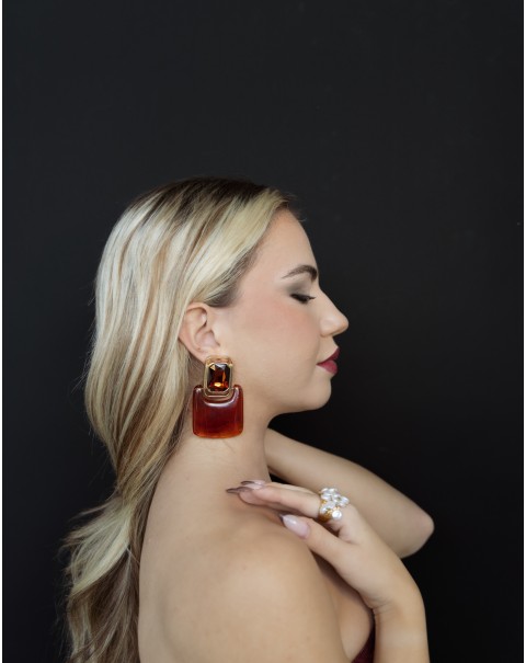 Σκουλαρίκια σε γεωμετρικό σχήμα με κρύσταλλο