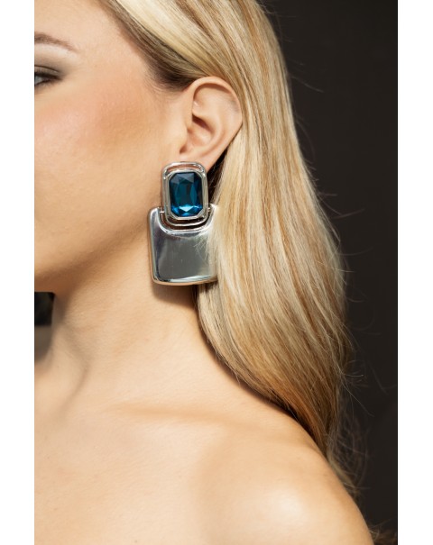 Σκουλαρίκια σε γεωμετρικό σχήμα με κρύσταλλο