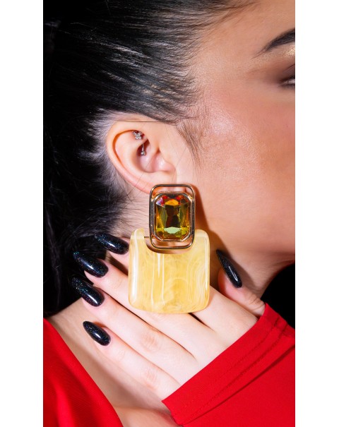 Σκουλαρίκια σε γεωμετρικό σχήμα με κρύσταλλο