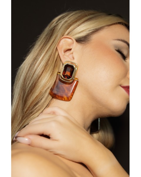 Σκουλαρίκια σε γεωμετρικό σχήμα με κρύσταλλο