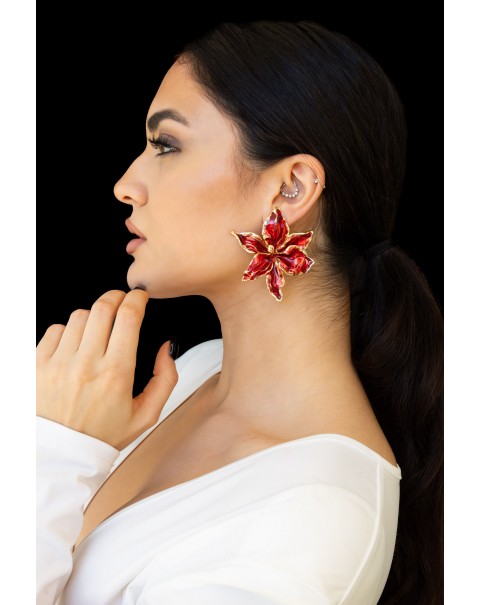 Σκουλαρίκια λουλούδι με σμάλτο