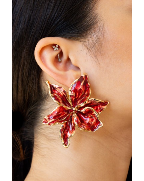 Σκουλαρίκια λουλούδι με σμάλτο