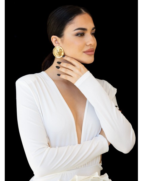 Σκουλαρίκια στρογγυλά ανάγλυφα