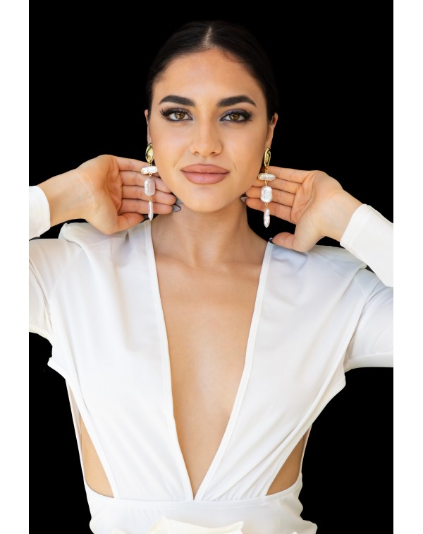 Σκουλαρίκια κρεμαστά με πέ�...