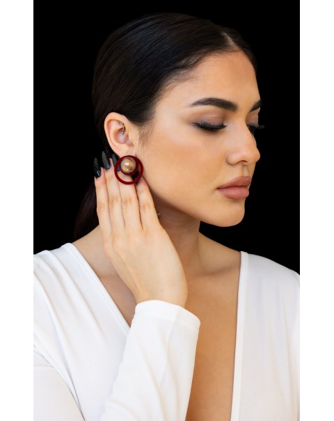 Σκουλαρίκια στρογγυλά με πέρλα