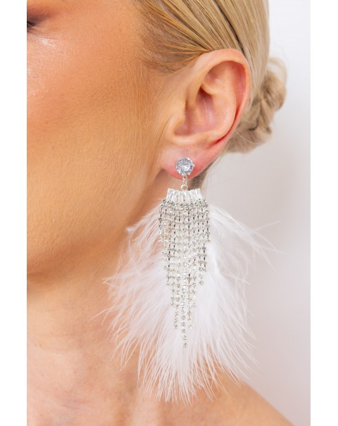 Σκουλαρίκια με κρεμαστές ριβιέρες και φτερά 