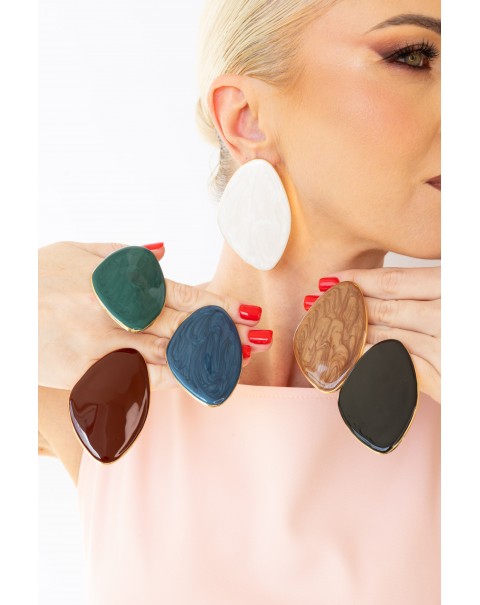 Σκουλαρίκια σε οβάλ ανομοιόμορφο σχήμα με σμάλτο