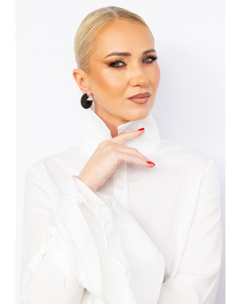 Σκουλαρίκια κρίκοι με περιτύλιξη δερματίνης