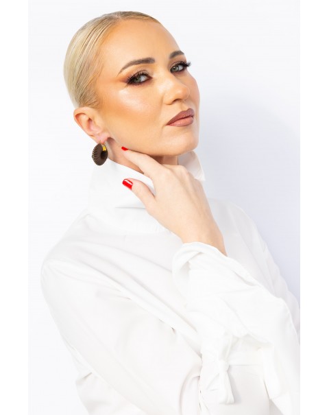 Σκουλαρίκια κρίκοι με περιτύλιξη δερματίνης