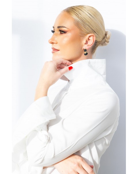 Σκουλαρίκια κρίκοι με περιτύλιξη δερματίνης