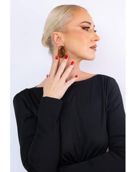 Σκουλαρίκια πολυγωνικά με ρητίνη