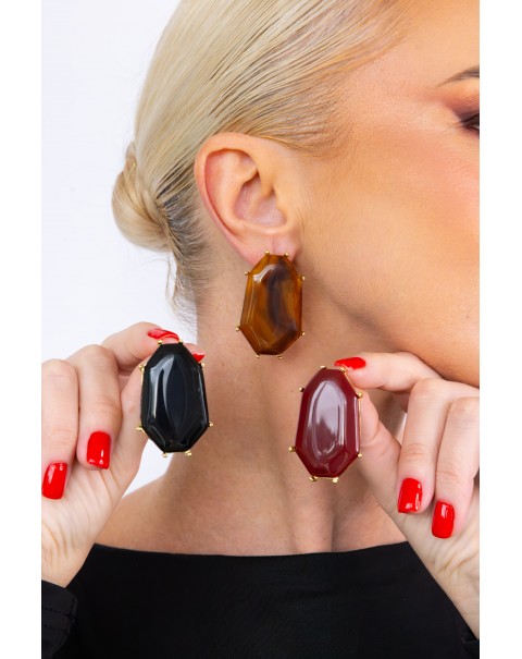 Σκουλαρίκια πολυγωνικά με ρητίνη