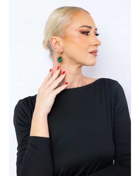 Σκουλαρίκια κρεμαστά οβάλ με κρύσταλλο