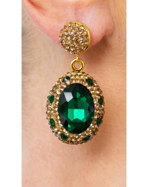 Σκουλαρίκια κρεμαστά οβάλ με κρύσταλλο