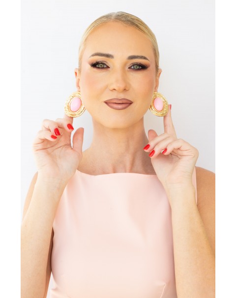 Δίχρωμα σφυρήλατα οβάλ σκουλαρίκια