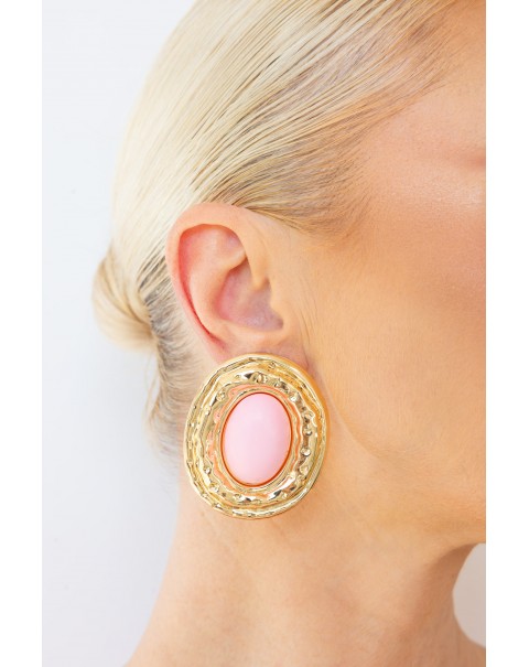 Δίχρωμα σφυρήλατα οβάλ σκουλαρίκια