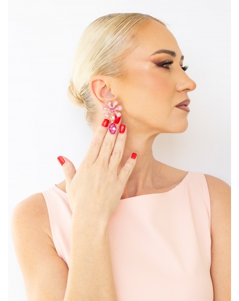 Σκουλαρίκια λουλούδι με κρύσταλλα