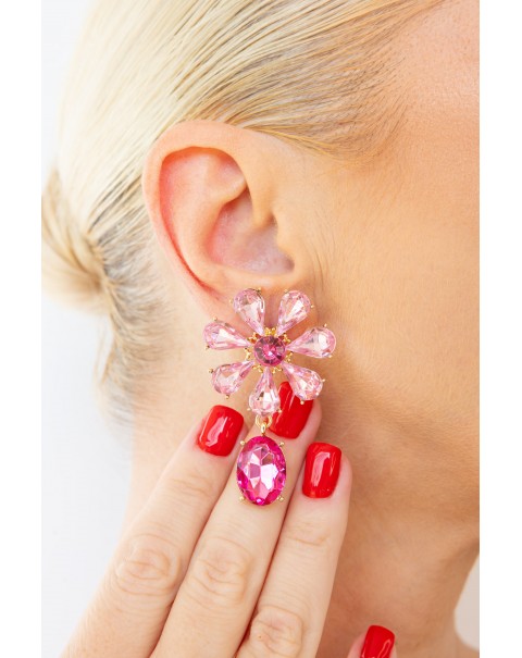 Σκουλαρίκια λουλούδι με κρύσταλλα