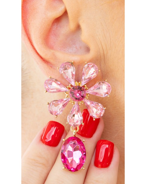 Σκουλαρίκια λουλούδι με κρύσταλλα