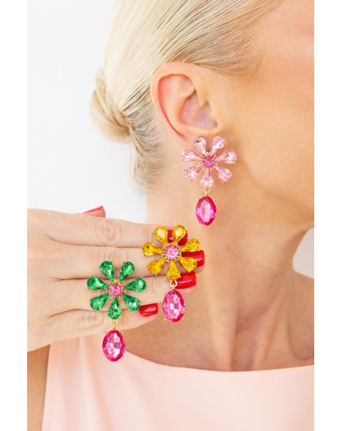 Σκουλαρίκια λουλούδι με κρύσταλλα