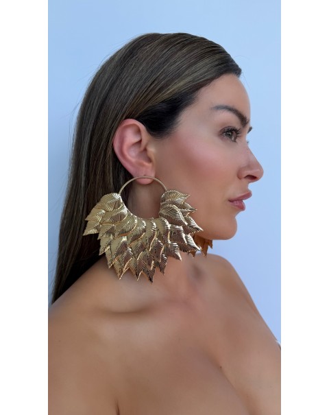 Σκουλαρίκια με ανάγλυφα φύλλα